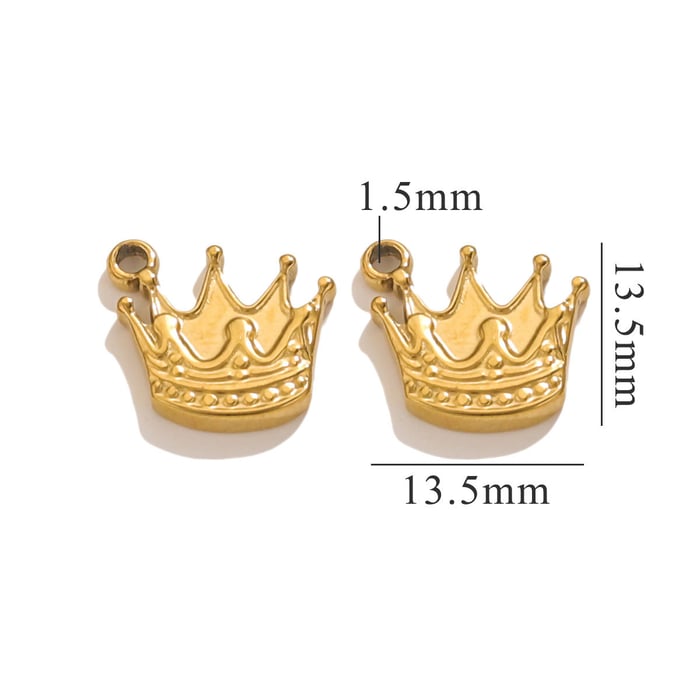 1 Piece Simple Retro Style Cartoon Crown Shape Stainless Steel  Gold Color Women's Pendant 